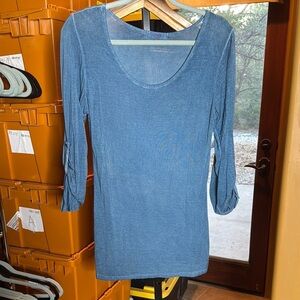 Scandal Made In Italy Blue Long Sleeve to 3/4 Sleeve Tunic Dress Teal Size Small